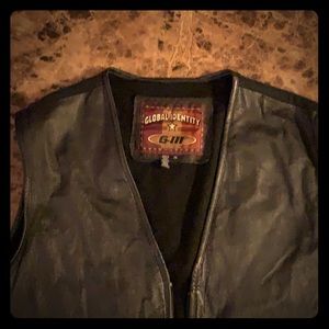 Black Leather Vest by Global Identity